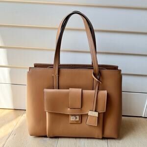 Floto Italian Leather Work Tote Satchel Brown Structured Top Handle Bag